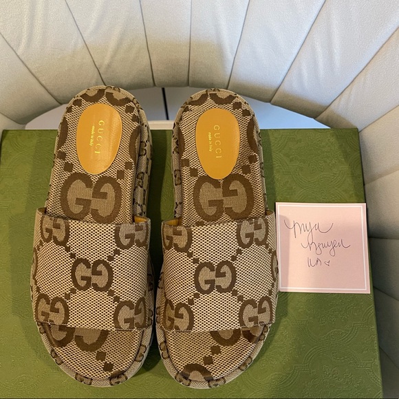Gucci Angelina GG platform slide sandal - Size 38 fits like a 7.5 US - Picture 2 of 9